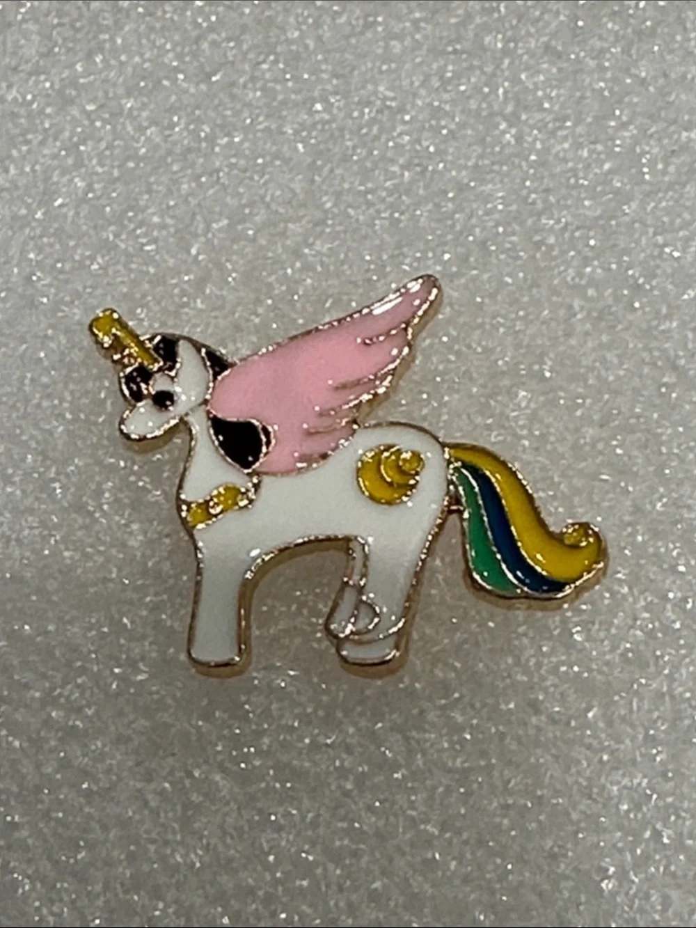 Cute Enamel Unicorn Pin — Pink Wing, Rainbow Tail